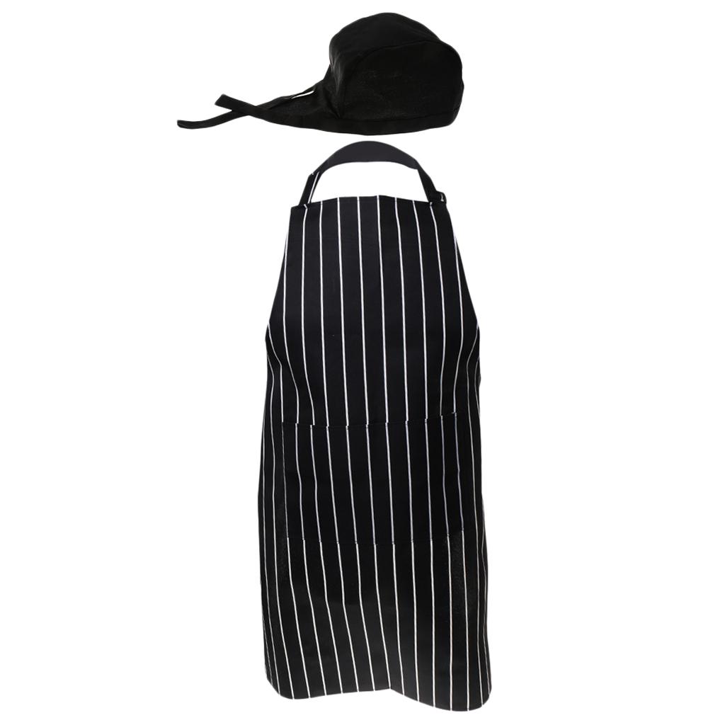 Home Cooking Service - Küchenschürzen- und Mützenset mit einfarbigem Muster,